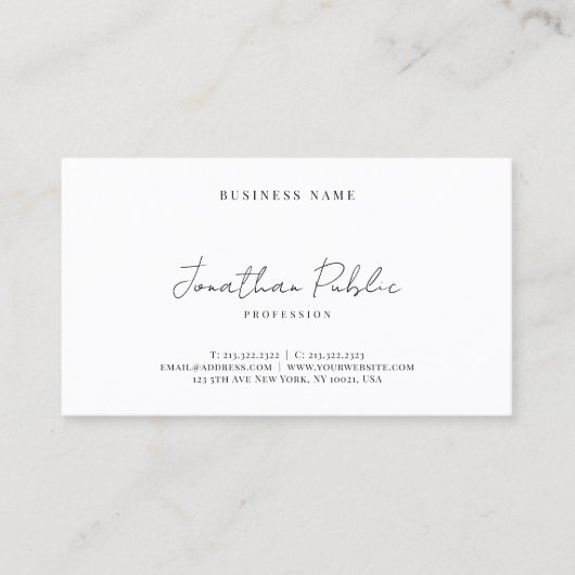 Elegante Moderne Eenvoudige Typografie Script Sjab Visitekaartje (Voorkant)