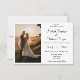 elegante moderne eenvoudige typografie trouwfoto kaart