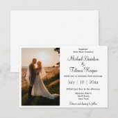 Elegante moderne eenvoudige typografie trouwfoto kaart (Voorkant / Achterkant)