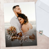 Elegante moderne eenvoudige verticale foto bruilof bedankkaart