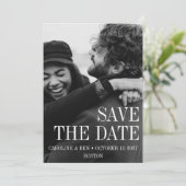 Elegante moderne eenvoudige verticale foto bruilof save the date (Staand voorkant)