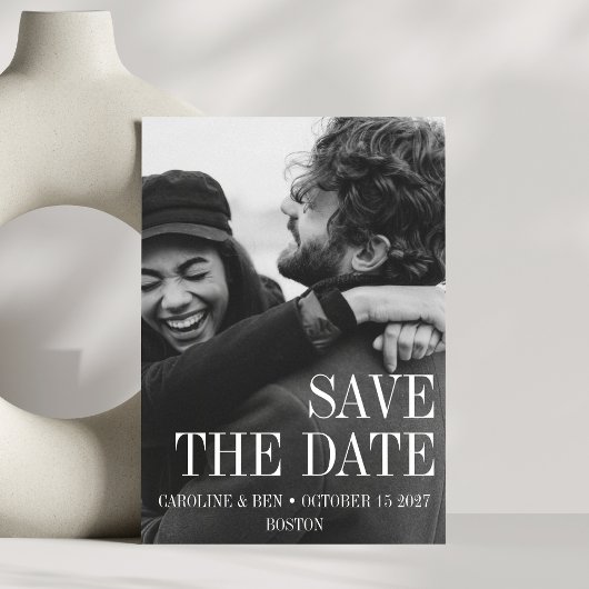 Elegante Moderne Eenvoudige Verticale Fototrouwdag Save The Date