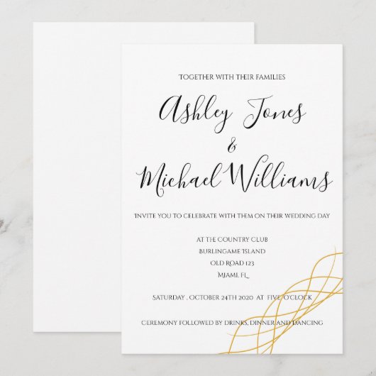 Elegante moderne eenvoudige witte gouden hartelijk kaart (Voorkant / Achterkant)