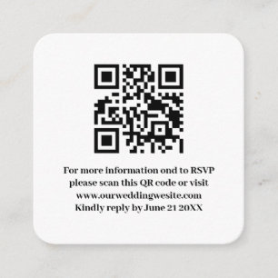 Elegante Moderne Eenvoudige Witte Trouw-QR-Code RS Informatiekaartje