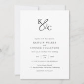 Elegante Moderne Eenvoudige Zwarte & Witte Trouwda Kaart (Voorkant)