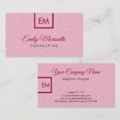 Elegante moderne effen roze glitter en rood visitekaartje (Voorkant / Achterkant)