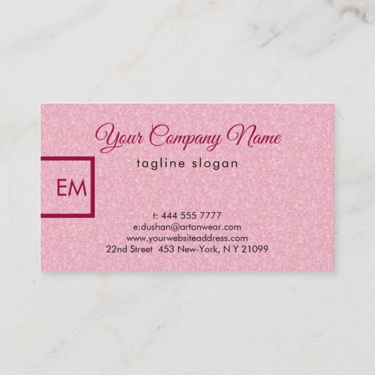 Elegante moderne effen roze glitter en rood visitekaartje (Achterkant)