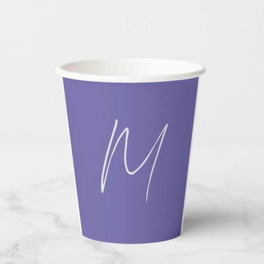 Elegante Moderne Eigen Naam Monogram Papieren Bekers (Voorkant)