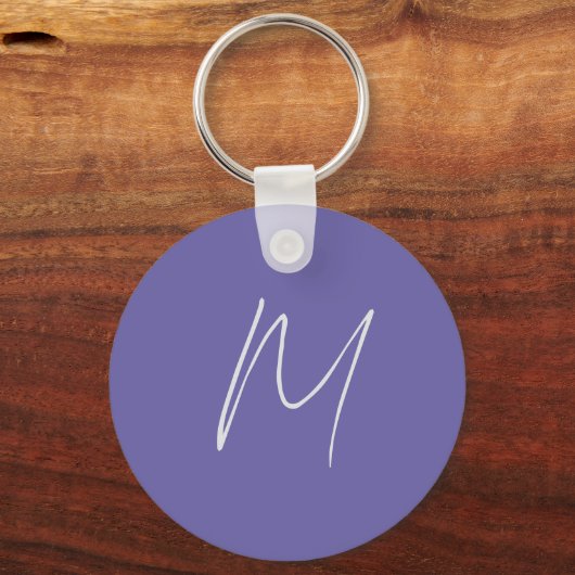 Elegante Moderne Eigen Naam Monogram Sleutelhanger (Voorkant)