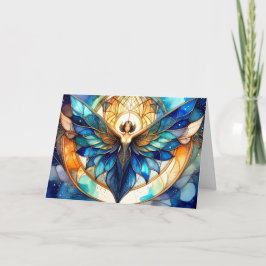 Elegante moderne eigentijdse glas-in-lood engel feestdagen kaart