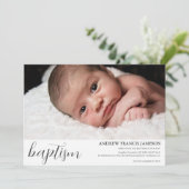 Elegante moderne elegante Christelijke foto | Doop Kaart (Staand voorkant)