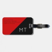 elegante, moderne en geometrische rode zwarte were bagagelabel (Achterkant horizontaal)