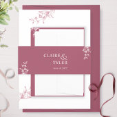 Elegante moderne en minimale Bourgondische bruilof Uitnodigingen Wikkel