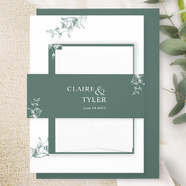 Elegante moderne en minimalistische diepgroene bru uitnodigingen wikkel