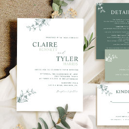 Elegante moderne en minimalistische groene trouwda kaart