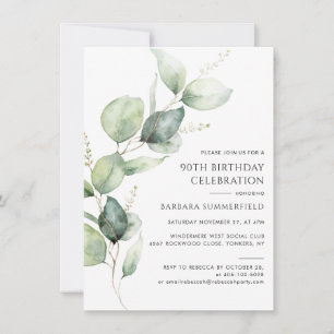 Elegante Moderne Eucalyptus 90ste Verjaardag Kaart