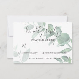 Elegante moderne eucalyptus groen classy bruiloft RSVP kaartje