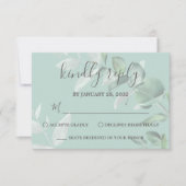 Elegante moderne eucalyptus groen classy bruiloft RSVP kaartje (Voorkant)