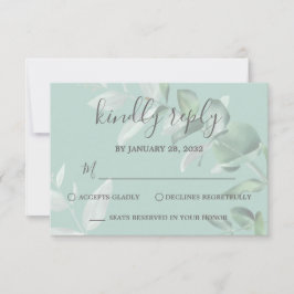 Elegante moderne eucalyptus groen classy bruiloft RSVP kaartje