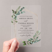 Elegante moderne eucalyptus groen gouden bruiloft acryl uitnodigingen (Insitu (Draagbaar))