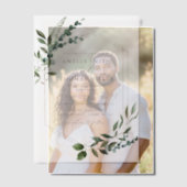 Elegante moderne eucalyptus groen gouden bruiloft vellum uitnodigingen (Offset (Koppel))