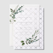 Elegante moderne eucalyptus groen gouden bruiloft vellum uitnodigingen (Offset (Uitnodiging))
