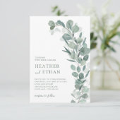 Elegante moderne eucalyptus groene huwelijk kaart (Staand voorkant)