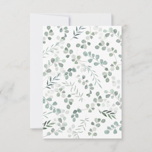 Elegante moderne eucalyptus groene huwelijk kaart (Achterkant)
