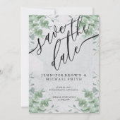 Elegante Moderne Eucalyptus Groene Tropen Save The Date (Voorkant)