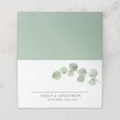 Elegante Moderne Eucalyptus Namen Datum Bruiloft Plaatskaartje (Buitenkant ongevouwen)