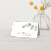 Elegante Moderne Eucalyptus Namen Datum Bruiloft Plaatskaartje (Voorkant)