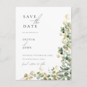 Elegante moderne eucalyptusbruiloft Save the Date Aankondigingskaart (Voorkant)
