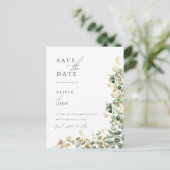 Elegante moderne eucalyptusbruiloft Save the Date Aankondigingskaart (Staand voorkant)