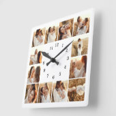 Elegante moderne familie 12 foto collage Keepsake Vierkante Klok (Hoek)