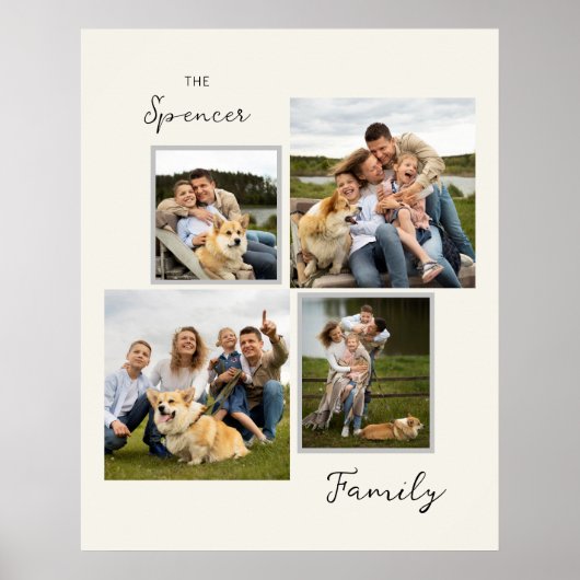 Elegante Moderne Familie Multi Foto's Collage Poster (Voorkant)