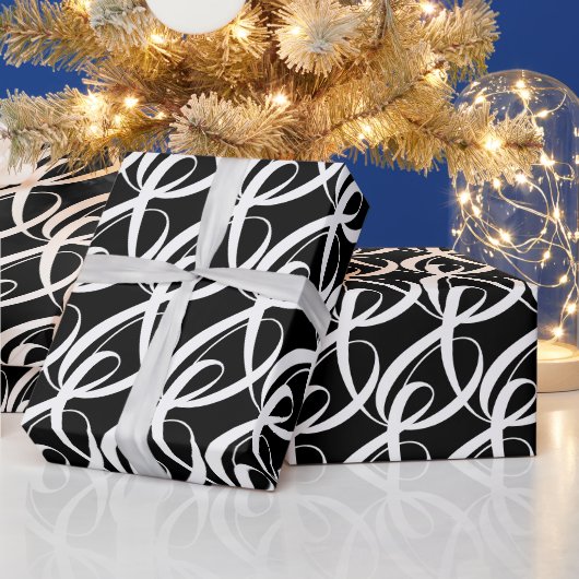 Elegante, moderne, Fancy zwart-wit bruiloft Cadeaupapier (Feestdagen)