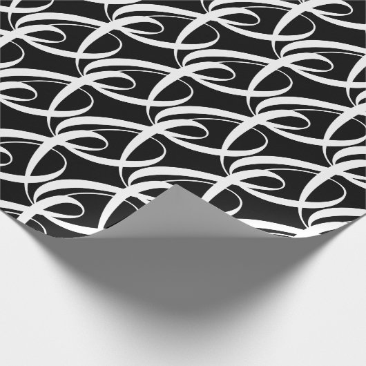 Elegante, moderne, Fancy zwart-wit bruiloft Cadeaupapier (Hoek)