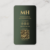 Elegante moderne faux goud groen minimalist visitekaartje (Achterkant)