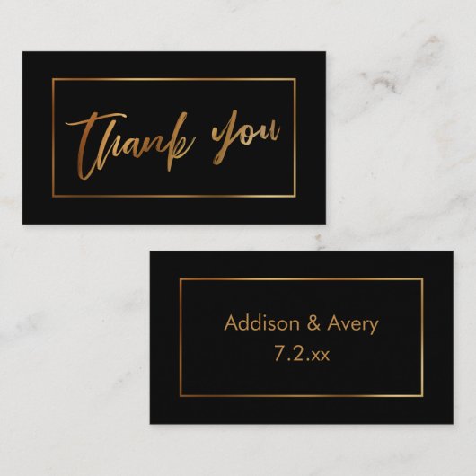 Elegante moderne faux goud op zwart dank u invoege informatiekaartje (Voorkant / Achterkant)