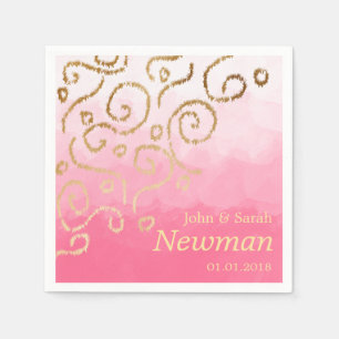 Elegante moderne faux gouden patroon bruiloft servetten