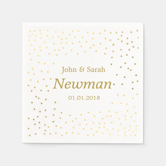 Elegante moderne faux gouden stippen bruiloft servet (Voorkant)