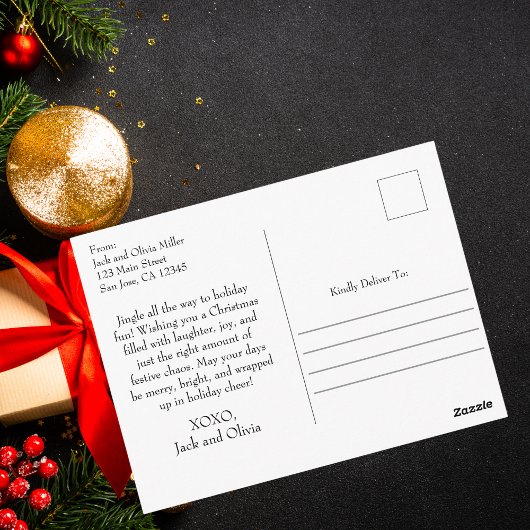 Elegante moderne Feliz Navidad foto & sneeuwvlokke Briefkaart