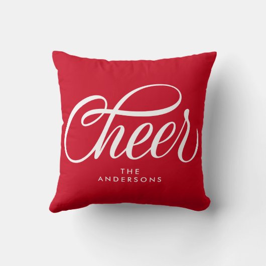 Elegante Moderne Festieve Rode Script Kerst Groet Kussen (Achterkant)