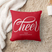 Elegante Moderne Festieve Rode Script Kerstgroet K Kussen (Deken)
