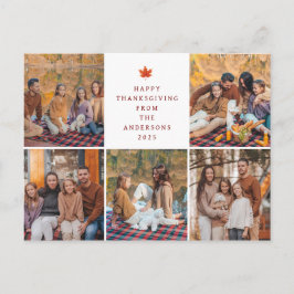Elegante moderne fijne Thanksgiving herfst 5 foto Feestdagenkaart