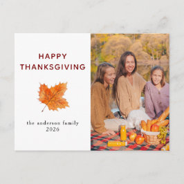 Elegante moderne fijne Thanksgiving herfst foto Feestdagenkaart