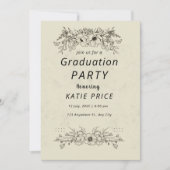 elegante moderne FLORAL Graduation Invitations Feestdagenkaart (Voorkant)