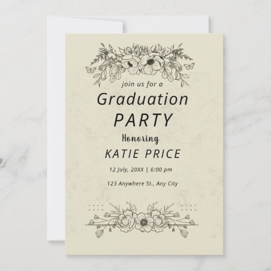 elegante moderne FLORAL Graduation Invitations Feestdagenkaart (Voorkant)