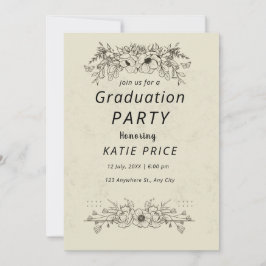 elegante moderne FLORAL Graduation Invitations Feestdagenkaart