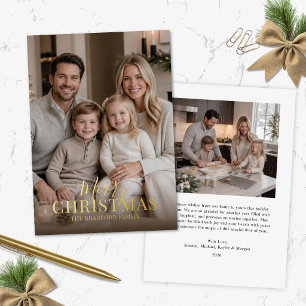 Elegante moderne folie foto kerstkaart feestdagenkaart